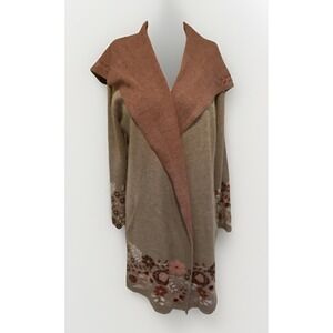 Max Sport Designer Quality Floral Print  Hooded Open Cardigan Sz Lrg , Pockets